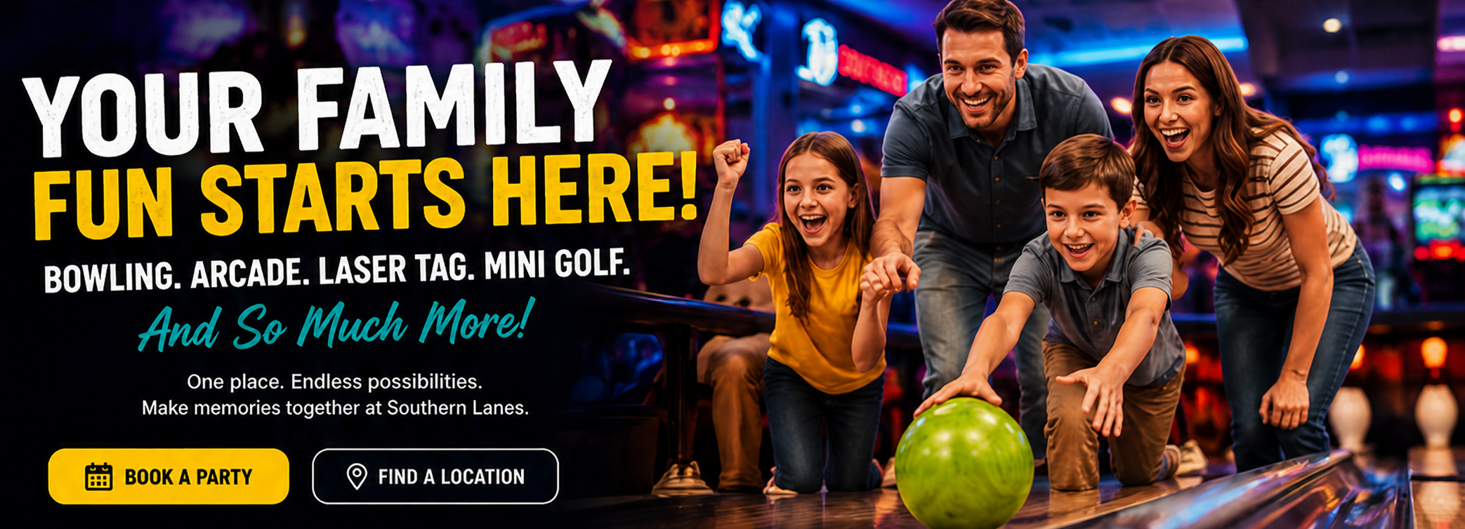 A family bowling together at Southern Lanes